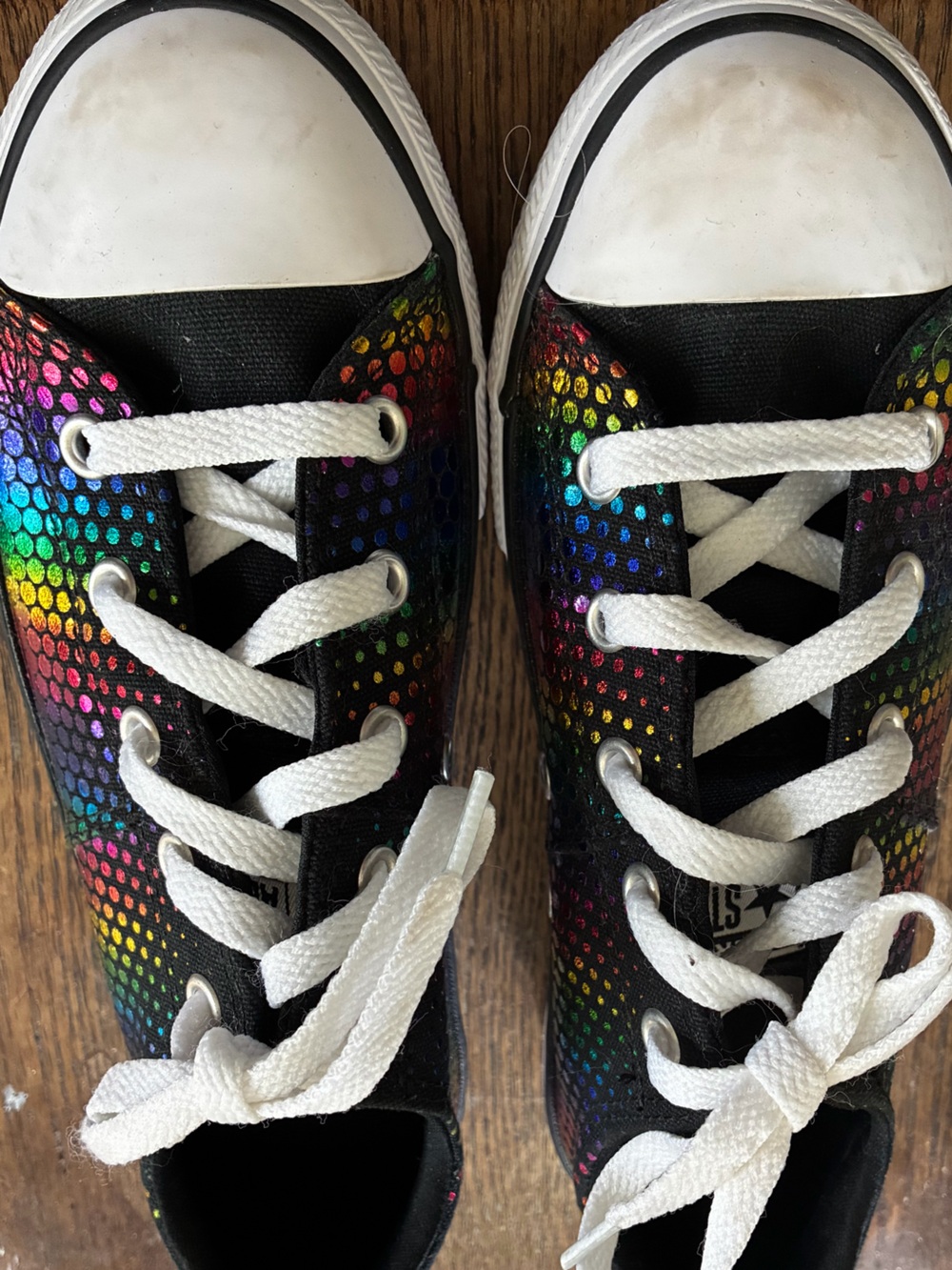 Kids Black Rainbow Dot Low-Top Sneakers. Converse